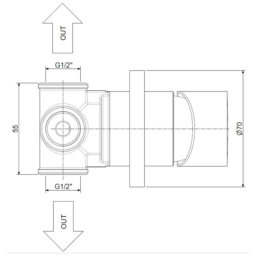 Immagine di Rubinetteria Paffoni LIGHT deviatore ad incasso, attacchi 1/2”G, con corpo incasso incluso, finitura cromo ZDEV118CR70-LIG