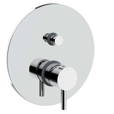 Immagine di Rubinetteria Paffoni LIGHT miscelatore ad incasso con piastra Ø 20 cm per doccia, 2 uscite, finitura cromo LIG015CR