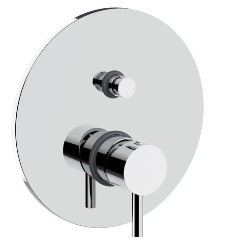 Immagine di Rubinetteria Paffoni LIGHT miscelatore ad incasso con piastra Ø 20 cm per doccia, 2 uscite, finitura cromo LIG015CR