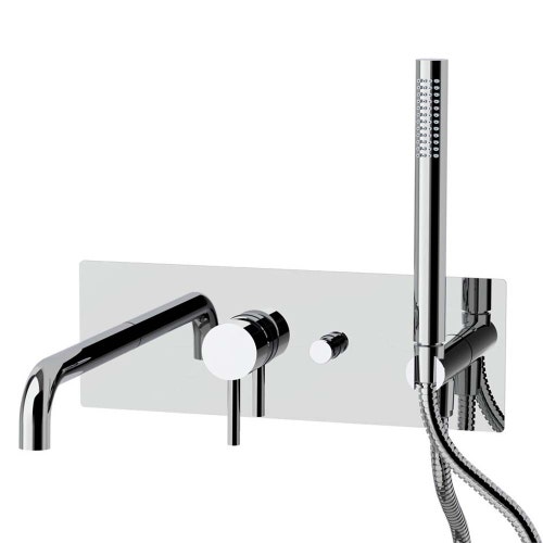 Immagine di Rubinetteria Paffoni LIGHT miscelatore ad incasso per vasca/doccia, con dccia e flessibile, finitura cromo LIG001CR