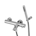 Immagine di Rubinetteria Paffoni LIGHT miscelatore per vasca/doccia con supporto in ABS, con deviatore, con doccia e flessibile, finitura cromo LIG026CR