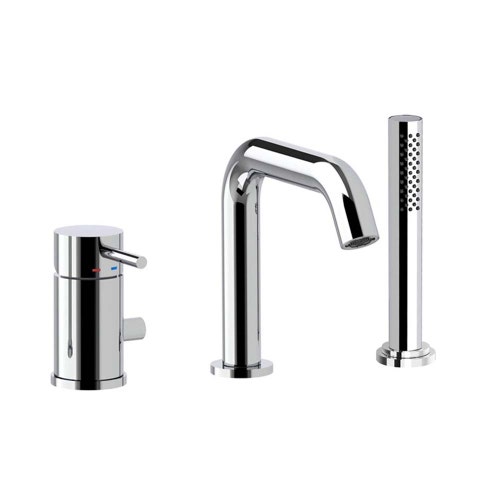 Immagine di Rubinetteria Paffoni LIGHT miscelatore bordo vasca bocca 20 cm con portata maggiorata, con doccia e flessibile, finitura cromo LIG045CR