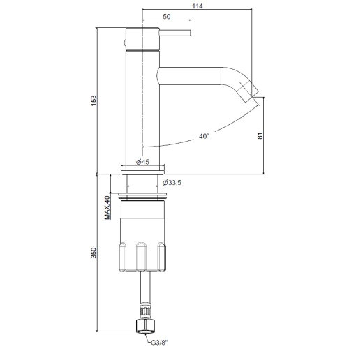 Immagine di Rubinetteria Paffoni LIGHT miscelatore H.15.3 cm per lavabo, senza scarico, finitura acciaio inox INOX071AC