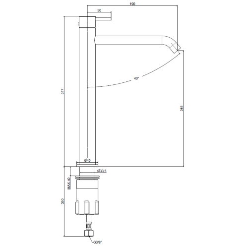 Immagine di Rubinetteria Paffoni LIGHT miscelatore H.31.7 cm per lavabo, senza scarico, finitura acciaio inox INOX081AC