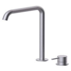 Immagine di Rubinetteria Paffoni LIGHT miscelatore H.26 cm per lavabo, senza scarico, con bocca girevole, finitura acciaio inox INOX051AC