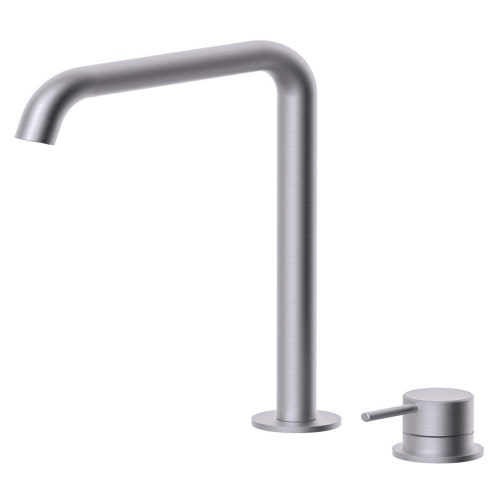 Immagine di Rubinetteria Paffoni LIGHT miscelatore H.26 cm per lavabo, senza scarico, con bocca girevole, finitura acciaio inox INOX051AC