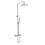Immagine di Rubinetteria Paffoni INOX TECH colonna doccia regolabile termostatica a parete, soffione rotondo Ø 25 cm, flessibile 150 cm e doccetta, finitura acciaio inox ZCOL503AC