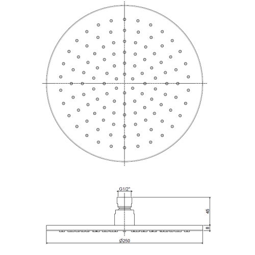 Immagine di Rubinetteria Paffoni INOX TECH soffione anticalcare tondo, Ø 25 cm, finitura acciaio inox ZSOF308AC