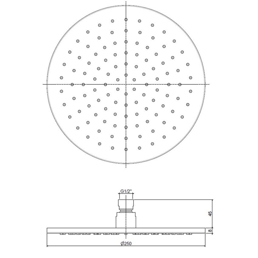 Immagine di Rubinetteria Paffoni INOX TECH soffione anticalcare tondo, Ø 25 cm, finitura acciaio inox ZSOF308AC