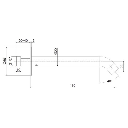 Immagine di Rubinetteria Paffoni INOX TECH bocca vasca a parete L. 18 cm, finitura acciaio inox ZBOC147AC
