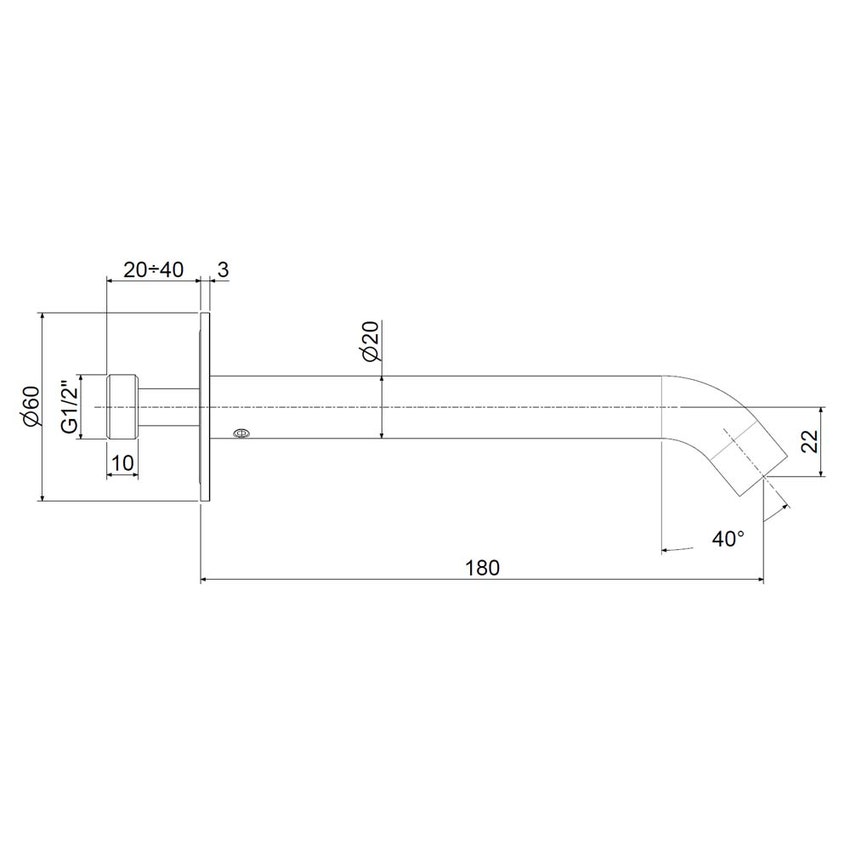 Immagine di Rubinetteria Paffoni INOX TECH bocca vasca a parete L. 18 cm, finitura acciaio inox ZBOC147AC