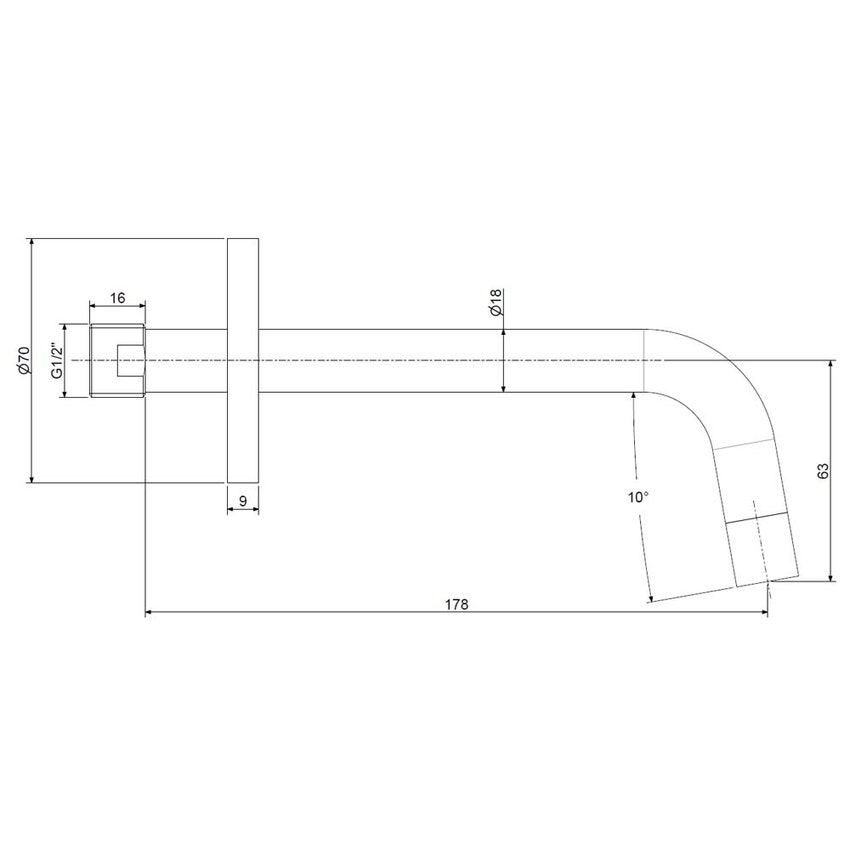 Immagine di Rubinetteria Paffoni LIGHT bocca a muro per lavabo Ø 1.8 x L.17.8 cm, con piastra in metallo Ø 7 cm e aeratore, finitura cromo ZBOC045CR