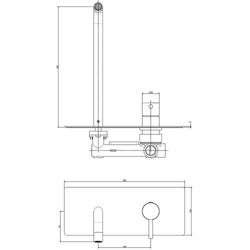 Immagine di Rubinetteria Paffoni LIGHT miscelatore lavabo ad incasso, con piastra 25x10 cm e bocca P.24.8 cm, finitura cromo LIG106CR