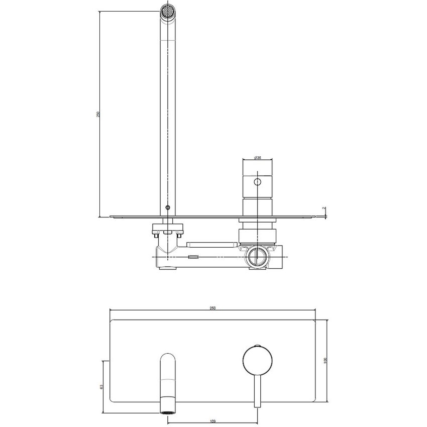 Immagine di Rubinetteria Paffoni LIGHT miscelatore lavabo ad incasso, con piastra 25x10 cm e bocca P.24.8 cm, finitura cromo LIG106CR