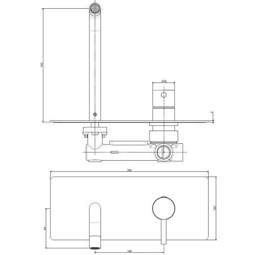 Immagine di Rubinetteria Paffoni LIGHT miscelatore lavabo ad incasso, con piastra 25x10 cm e bocca P.17.8 cm, finitura cromo LIG105CR