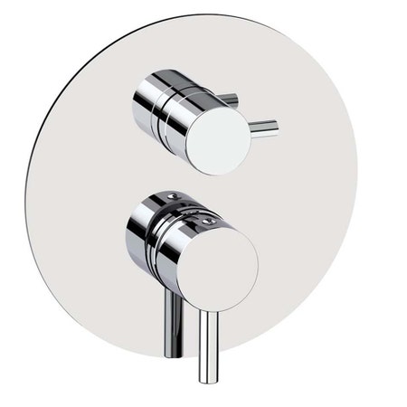 Immagine di Rubinetteria Paffoni LIGHT set esterno per miscelatore doccia ad incasso, con piastra Ø 18 cm e 2 uscite, finitura cromo LIGBOX018CR