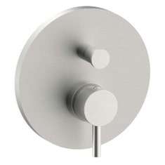 Immagine di Rubinetteria Paffoni LIGHT set esterno per miscelatore doccia ad incasso, con piastra Ø 17.3 cm e 2 uscite, finitura cromo LIGBOX015ST/M