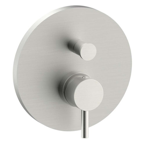Immagine di Rubinetteria Paffoni LIGHT set esterno per miscelatore doccia ad incasso, con piastra Ø 17.3 cm e 2 uscite, finitura cromo LIGBOX015ST/M