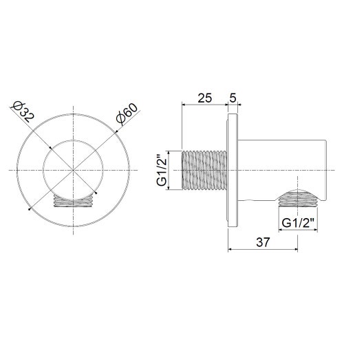 Immagine di Rubinetteria Paffoni INOX TECH presa acqua a muro, finitura acciaio inox ZACC525AC