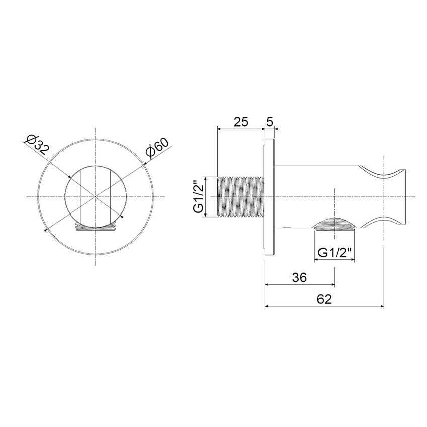 Immagine di Rubinetteria Paffoni Supporto incasso tondo con piastra Ø 6 cm, finitura acciaio inox ZSUP046AC