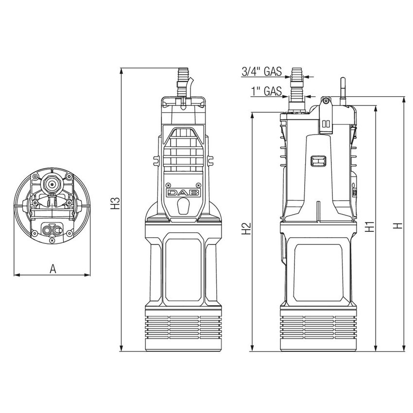 Immagine di Dab Pumps DIVERTRON 650 Pompa multigirante elettronica sommersa, per utilizzo in ambiti domestici e residenziali, portata max 4.8 m³/h - prevalenza max 30.4 m 60209375H
