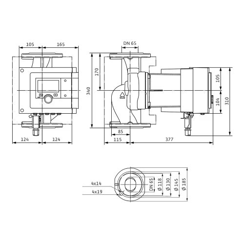 Immagine di Wilo STRATOS MAXO 65/0,5-16 PN6/10 Pompa di circolazione con rotore bagnato, portata max 54.8 m³/h - prevalenza max 16.1 m 2164595