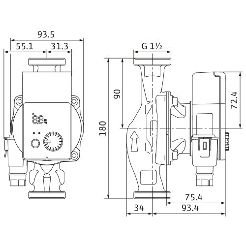 Immagine di Wilo YONOS PICO 25/1-4 Pompa di circolazione con rotore bagnato, portata max 2.7 m³/h - prevalenza max 4.3 m, DN 25 4215513