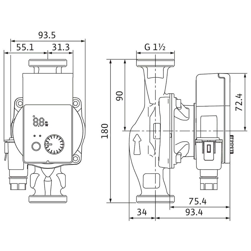 Immagine di Wilo YONOS PICO 25/1-4 Pompa di circolazione con rotore bagnato, portata max 2.7 m³/h - prevalenza max 4.3 m, DN 25 4215513