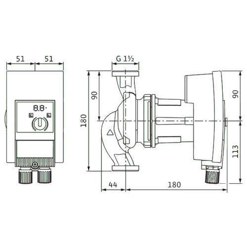 Immagine di Wilo YONOS MAXO 25/0,5-7 PN 10 Pompa di circolazione con rotore bagnato, portata max 8.1 m³/h - prevalenza max 7.5 m 2120639