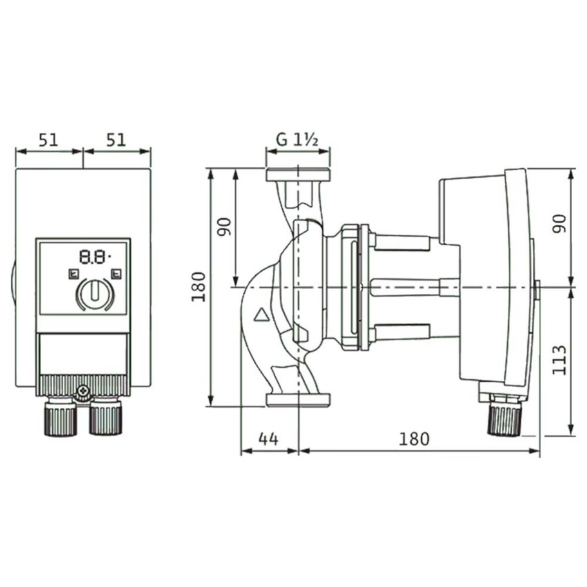 Immagine di Wilo YONOS MAXO 25/0,5-7 PN 10 Pompa di circolazione con rotore bagnato, portata max 8.1 m³/h - prevalenza max 7.5 m 2120639