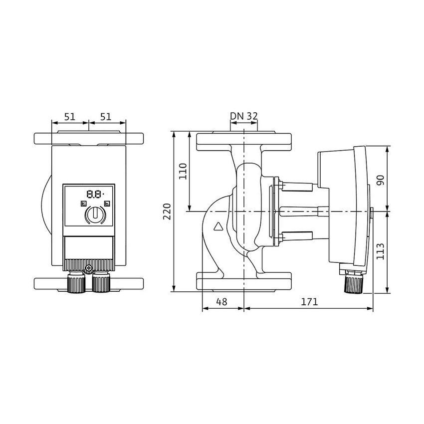 Immagine di Wilo YONOS MAXO 32/0,5-10 PN6/10 Pompa di circolazione con rotore bagnato, portata max 10.6 m³/h - prevalenza max 10.8 m 2210113
