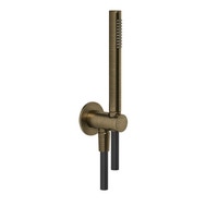 Immagine di Gessi SHOWER set doccia con presa acqua, doccetta anticalcare e flessibile, 150 cm, finitura antique brass 63329#713