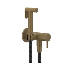 Immagine di Gessi SHOWER doccetta shut-off a parete, con miscelatore, finitura antique brass 45130#713