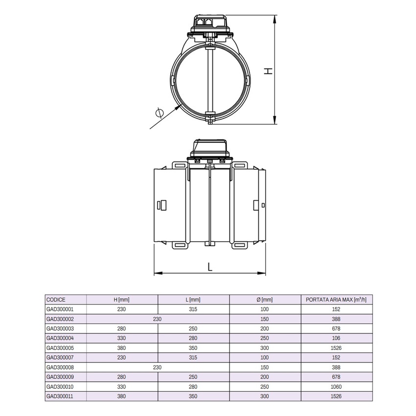 Immagine di Tecnosystemi SIRIO 2.0 POINT serranda circolare motorizzata a farfalla in plastica alimentatore incluso ø100  GAD300001