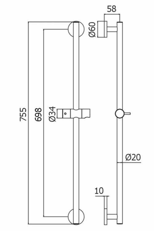 Immagine di Rubinetteria Paffoni rampa saliscendi RECORD/LIFE  H.75.5 cm, con supporto doccia scorrevole e supporti fissi in metallo, finitura cromo ZSAL116CR