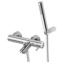 Immagine di Rubinetteria Paffoni LIGHT miscelatore per vasca/doccia con supporto snodato in metallo, con deviatore, con doccia e flessibile, finitura cromo LIG023CR