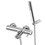 Immagine di Rubinetteria Paffoni LIGHT miscelatore per vasca/doccia con supporto snodato in metallo, con deviatore, con doccia e flessibile, finitura cromo LIG023CR