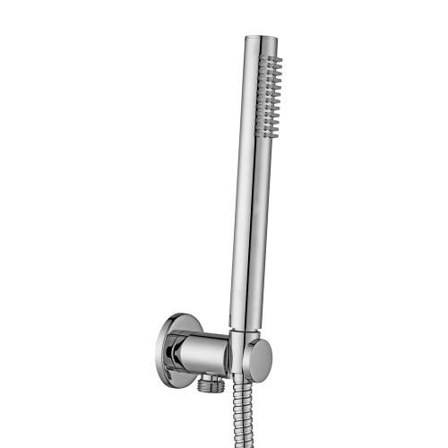 Immagine di Rubinetteria Paffoni TONDO set doccia ad incasso con doccetta master monogetto, supporto, presa acqua incorporata e flessibile 150 cm, finitura steel looking ZDUP094ST