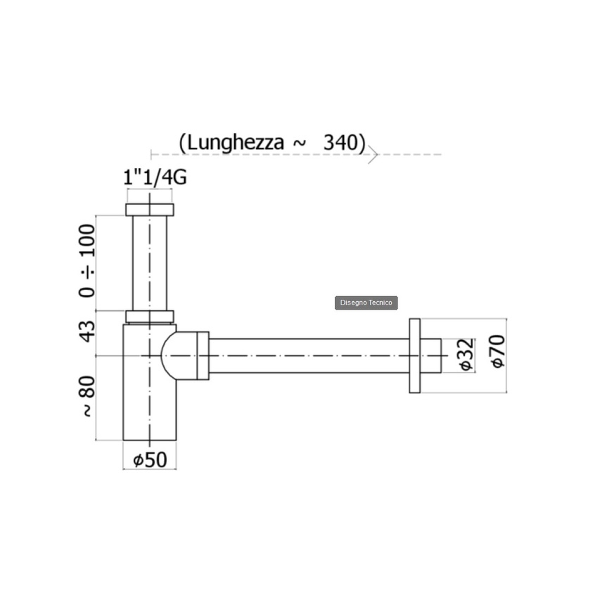 Immagine di Rubinetteria Paffoni Sifone a bottiglia per lavabo ø1.1/4", finitura cromo ZACC240CR