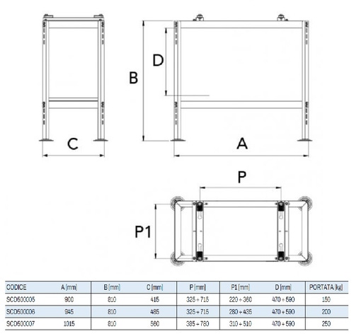 Immagine di Tecnosystemi FREEDOM EVO 440 staffa a pavimento portata 150 kg SCD500005