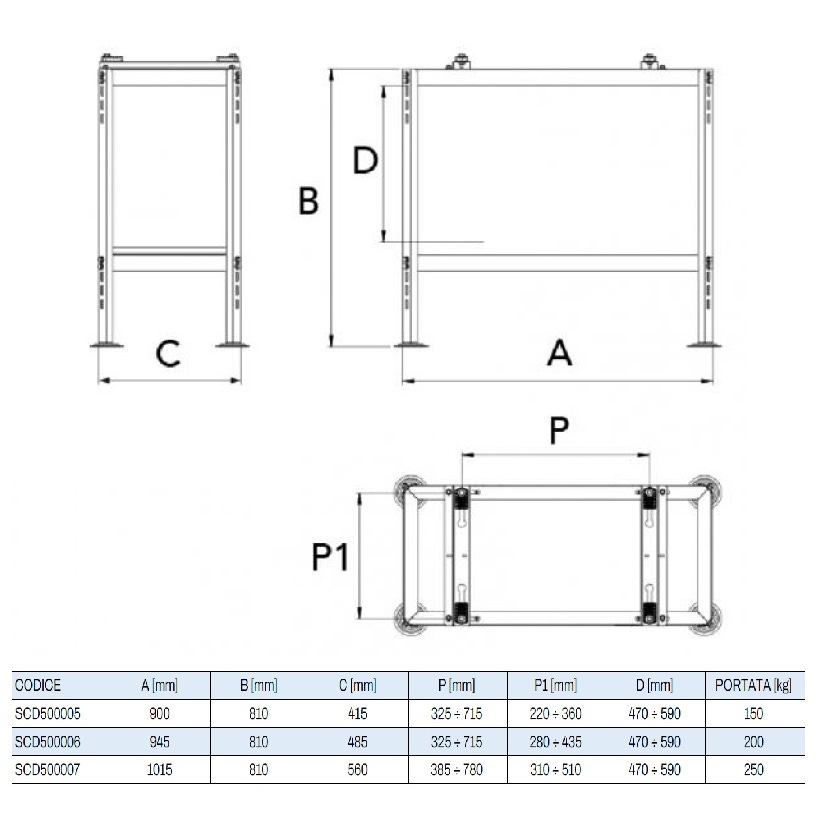 Immagine di Tecnosystemi FREEDOM EVO 440 staffa a pavimento portata 150 kg SCD500005