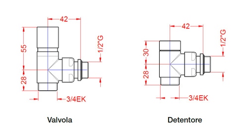 Immagine di Deltacalor CIRCLE Squadra coppia valvola termostatizzabile e detentore, finitura cromo AICP01TL01C