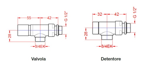 Immagine di Deltacalor CIRCLE Reversa coppia valvola termostatizzabile e detentore, finitura cromo AICP02TL01C