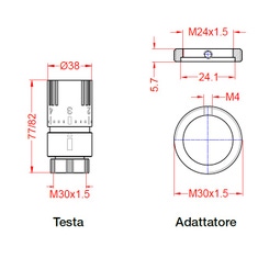 Immagine di Deltacalor Testa termostatica con adattatore, finitura cromo AITT03C