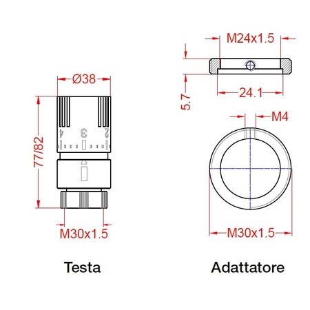 Immagine di Deltacalor Testa termostatica con adattatore, finitura cromo AITT03C