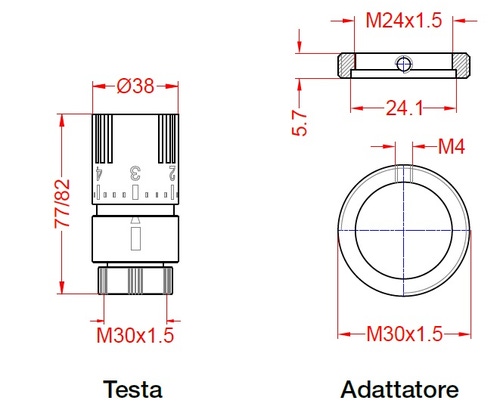 Immagine di Deltacalor Testa termostatica con adattatore, finitura cromo AITT03C