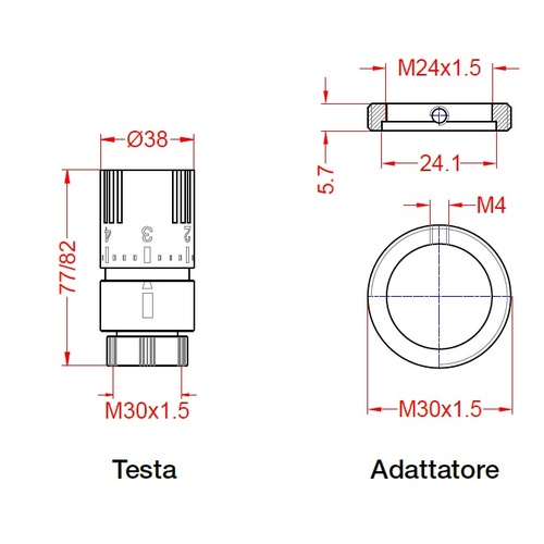 Immagine di Deltacalor Testa termostatica con adattatore, finitura cromo AITT03C