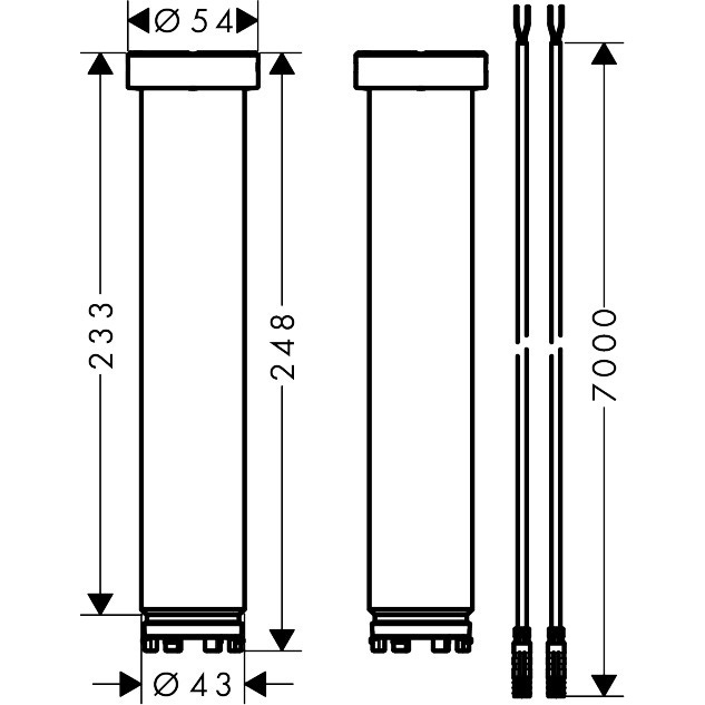 Immagine di Axor SHOWERSOLUTIONS prolunga 230 mm per attacco a soffitto ShowerHeaven 1200/300 4jet, finitura cromo 13603000
