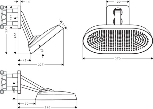 Immagine di Axor SHOWERSPHERE soffione doccia 370/220 2jet con braccio doccia regolabile, finitura cromo 39745000