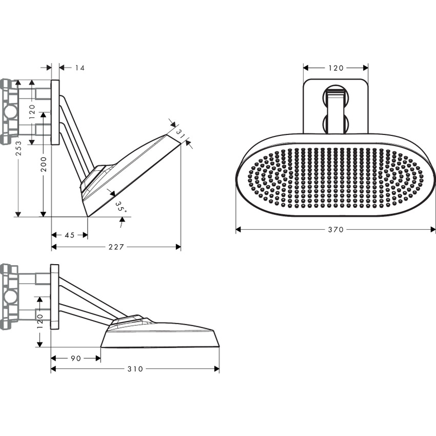 Immagine di Axor SHOWERSPHERE soffione doccia 370/220 2jet con braccio doccia regolabile, finitura cromo 39745000